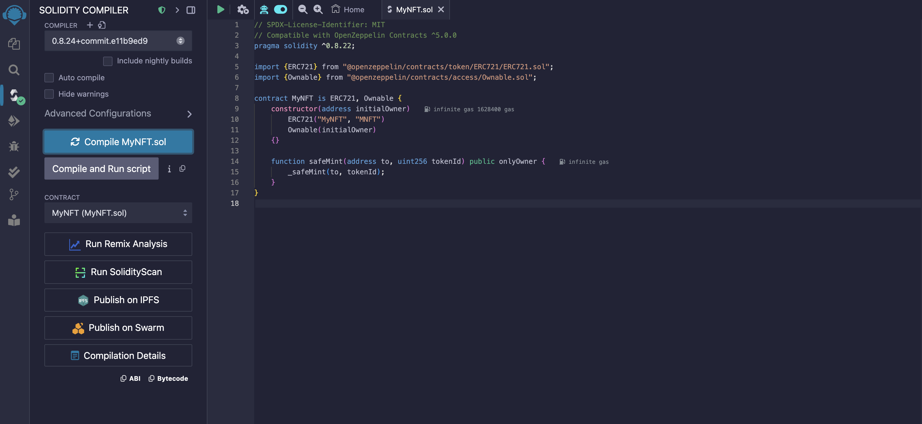 Remix-ERC721-Compile