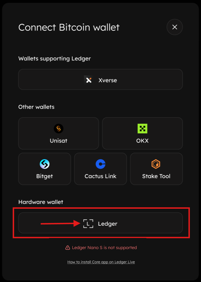 install-coredao-app-on-ledger